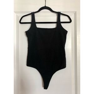 Square Neck Black Bodysuit Tank
